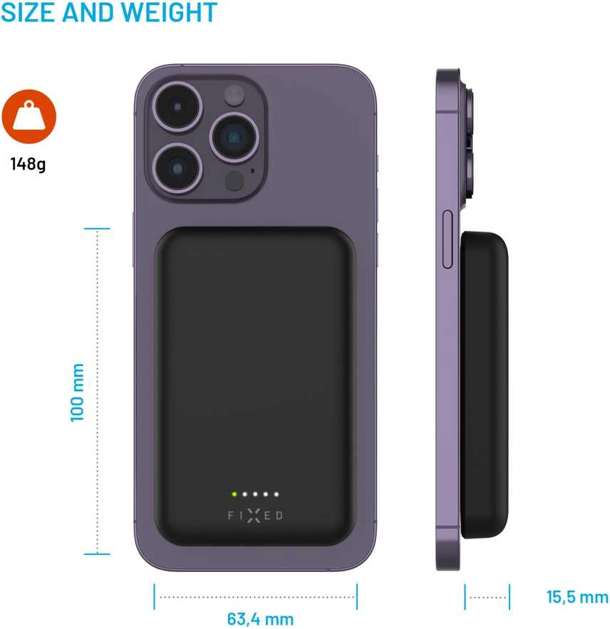 Fixed Power bank | MagZen | 6000 mAh | Juodas