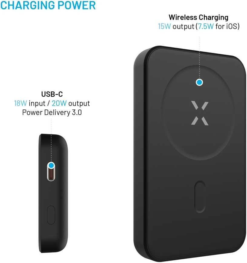 Fixed Power bank | MagZen | 6000 mAh | Juodas