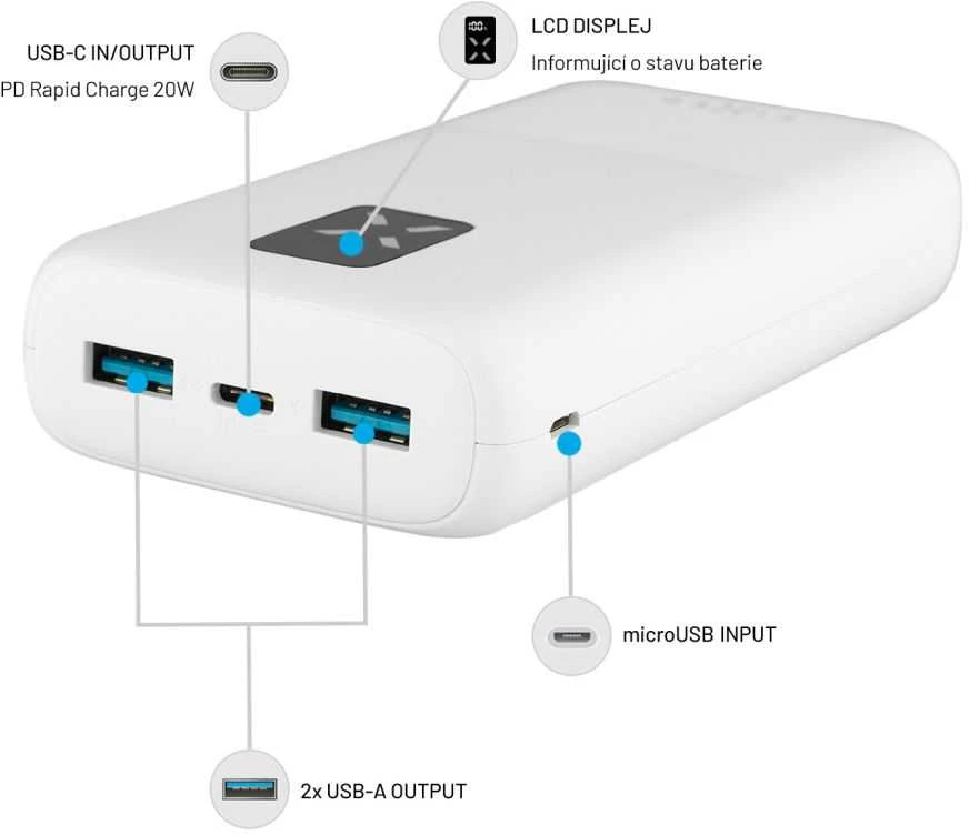 Fixed – „Zen USB-C PD 20W“ išorinė baterija, 20 000 mAh