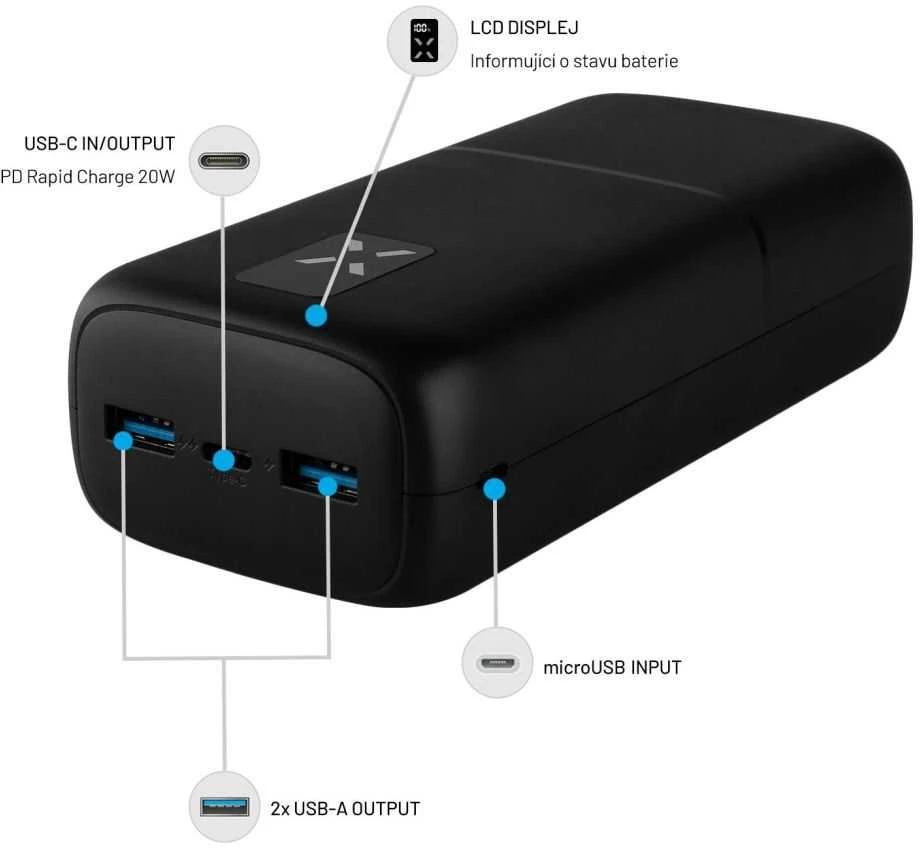 Powerbank Fixed Zen 30 30 000 mAh Juodas (FIXZEN-30-BK)