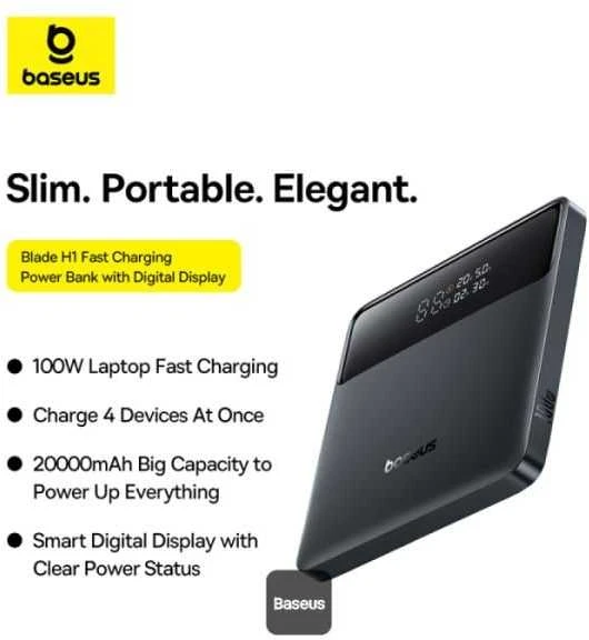 Baseus Blade H1 20000 mAh 100W juoda