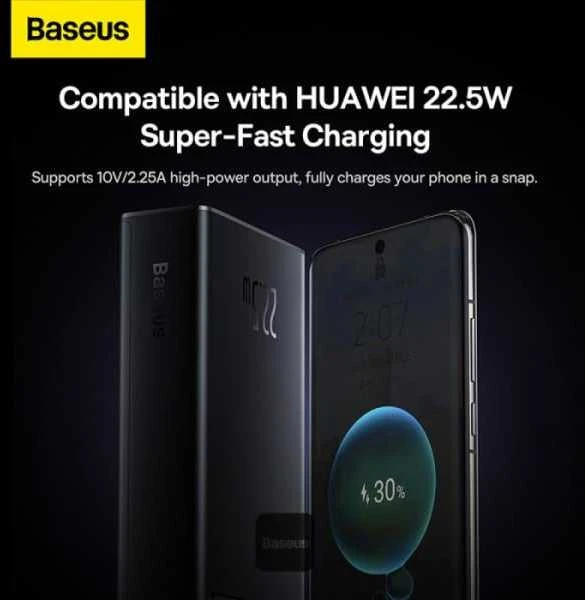 LiPo išorinis akumuliatorius (Powerbank) 20000mAh 22.5W su PD3.0 QC3.0 2xUSB + USB C Star-lord juodas BASEUS