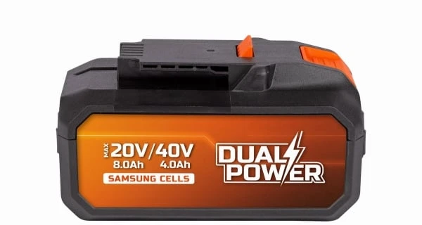 POWERPLUS Dual Power 2x20V 4AH baterija 40V arba 8Ah įrankiui su 20V dvigubos galios elektriniu įrankiu – suderinama su 40V ir 20V įrankiais