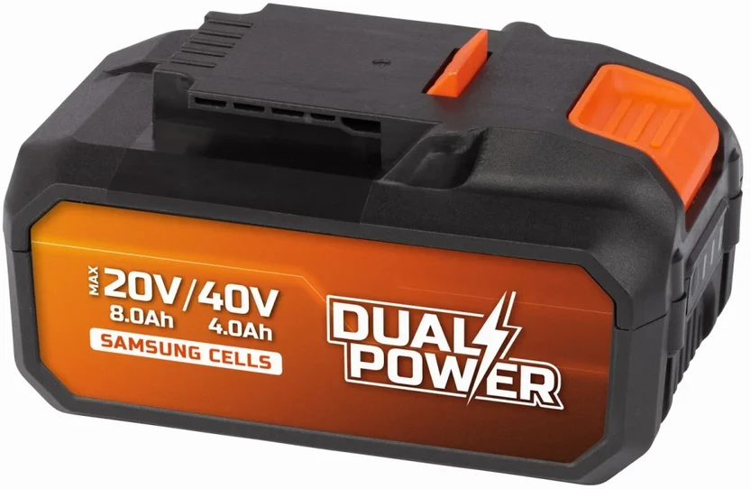 POWERPLUS Dual Power 2x20V 4AH baterija 40V arba 8Ah įrankiui su 20V dvigubos galios elektriniu įrankiu – suderinama su 40V ir 20V įrankiais