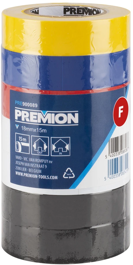 Premion PRE900089 - PVC Insulation Tape, 7 pieces in various colors, 18 mm x 15 m