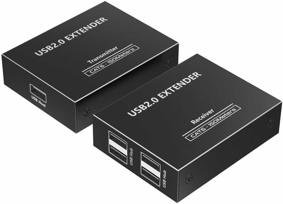 „PremiumCord“ 4 prievadų USB 2.0 ilgintuvas, skirtas Cat5/Cat5e/Cat6 jungtims iki 150 m