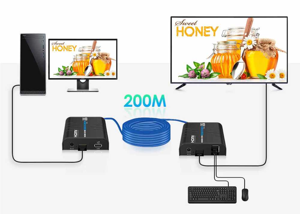 AV signalo perdavimo sistema „PremiumCord PREMIUMCORD HDMI“ prailginimo kabelis 120 m 4K@60Hz per IP juodas