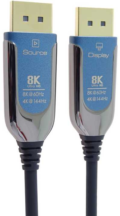 PremiumCord 8K Optical DisplayPort 1.4 Connection Cable M/M, auksinis-plated connector 10m