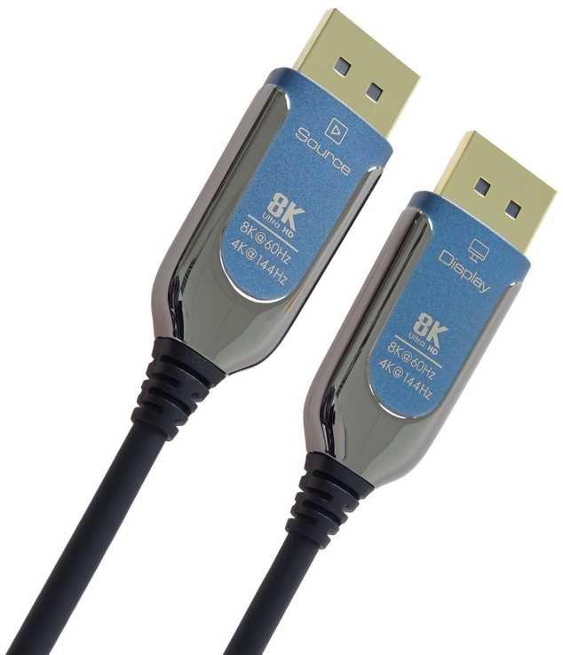 PremiumCord 8K Optical DisplayPort 1.4 Connection Cable M/M, auksinis-plated connector 10m