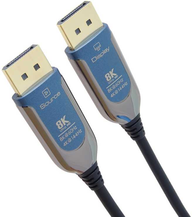 PremiumCord 8K Optical DisplayPort 1.4 Connection Cable M/M, auksinis-plated connector 10m