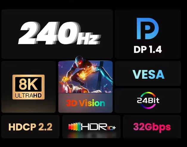 PremiumCord 8K Optical DisplayPort 1.4 Connection Cable M/M, auksinis-plated connector 10m