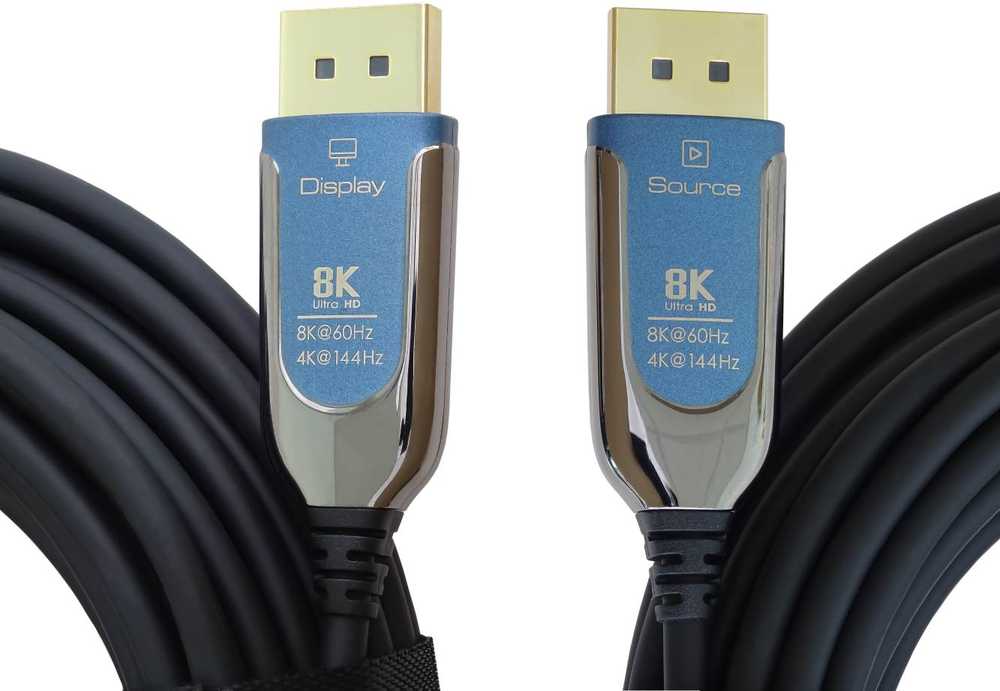 PremiumCord 8K Optical DisplayPort 1.4 Connection Cable M/M, auksinis-plated connector 10m