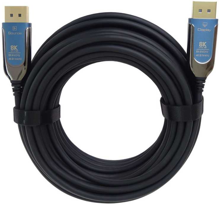 PremiumCord 8K Optical DisplayPort 1.4 Connection Cable M/M, auksinis-plated connector 10m