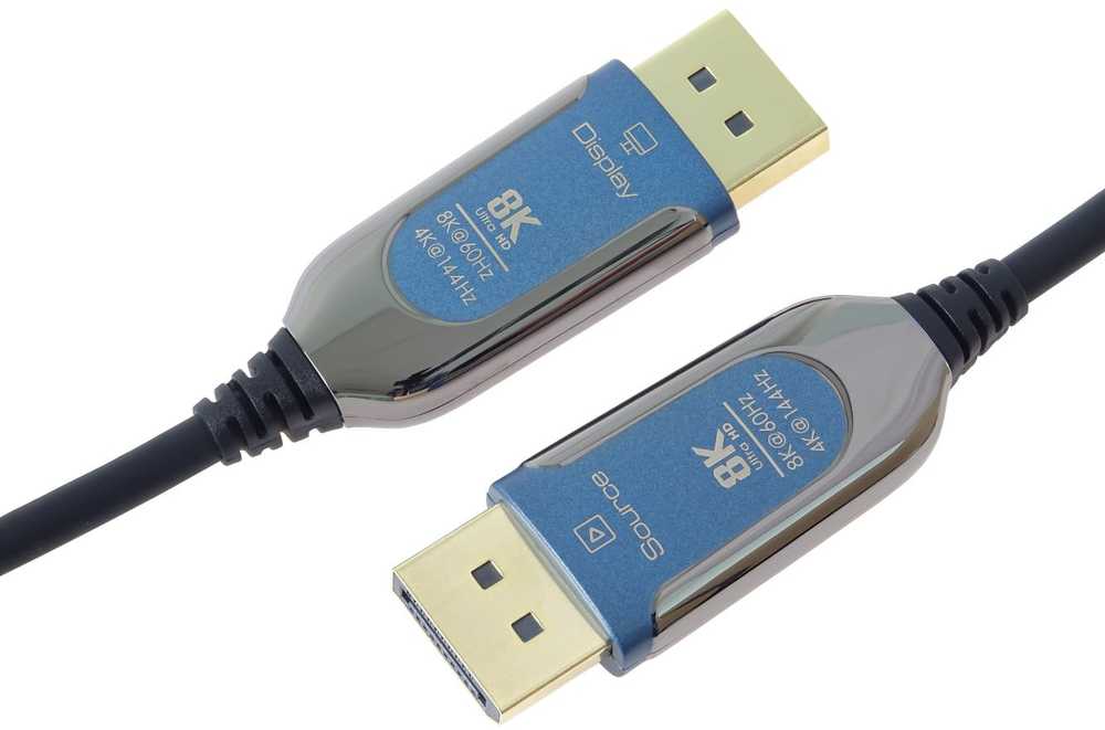 PremiumCord 8K Optical DisplayPort 1.4 Connection Cable M/M, auksinis-plated connector 10m
