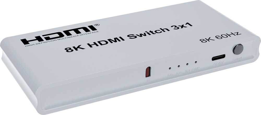 „PremiumCord“ 8K@60Hz, 4K@144Hz HDMI jungiklis 3:1 su nuotolinio valdymo pultu