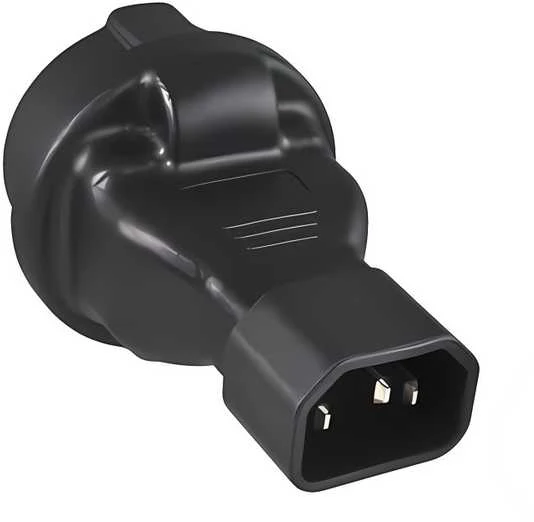 Juodas IEC C14 į Schuko CEE 7/3 adapteris