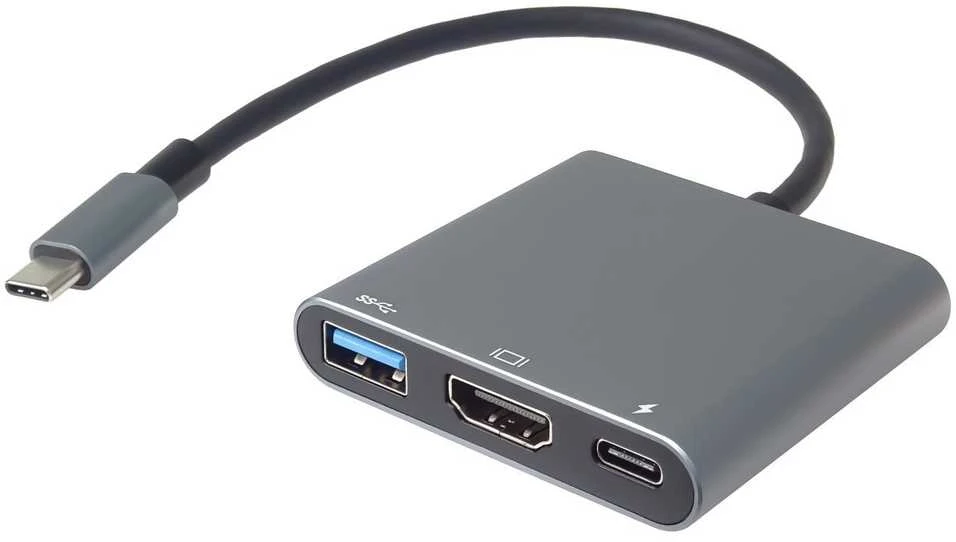 PremiumCord USB-C į HDMI + USB3.0 + PD adapteris, 4K ir FULL HD 1080p raiška