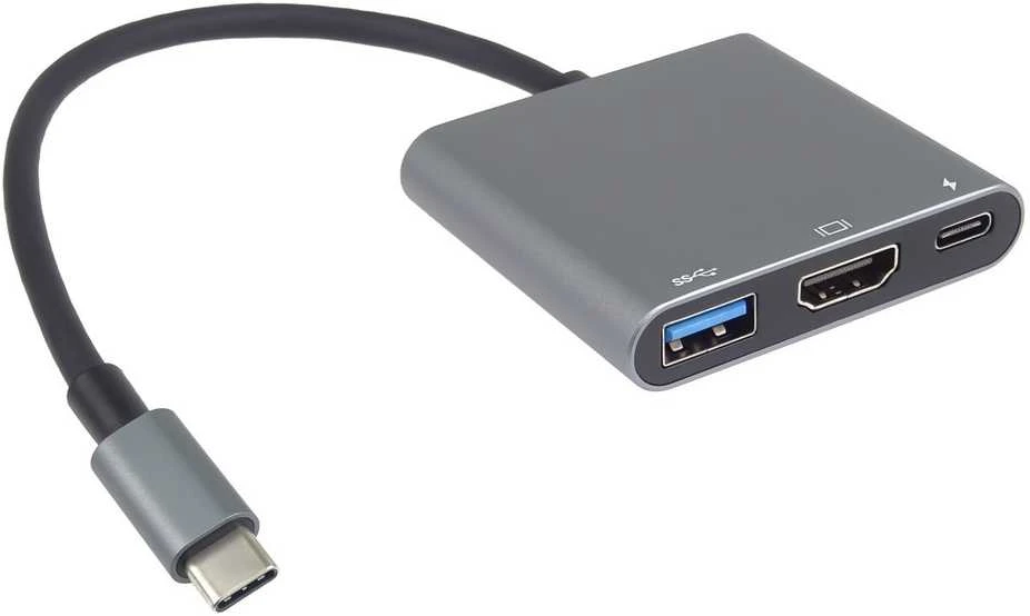 PremiumCord USB-C į HDMI + USB3.0 + PD adapteris, 4K ir FULL HD 1080p raiška
