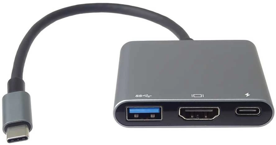 PremiumCord USB-C į HDMI + USB3.0 + PD adapteris, 4K ir FULL HD 1080p raiška