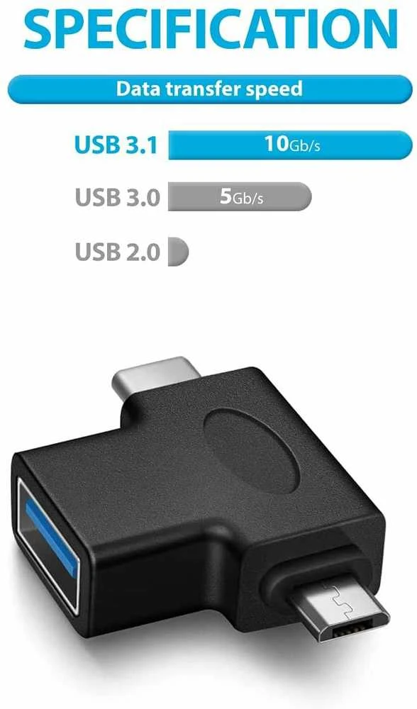 PremiumCord Adapteris USB3.0 lizdas su dviem jungtimis USB-C/kišenė + mikro USB B/kišenė