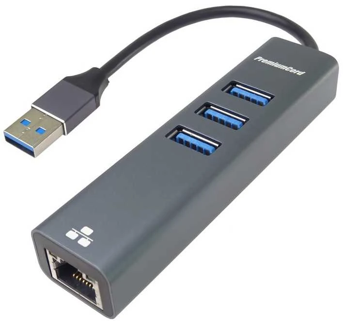 PremiumCord USB 3.0 šakotuvas su tinklo jungtimi