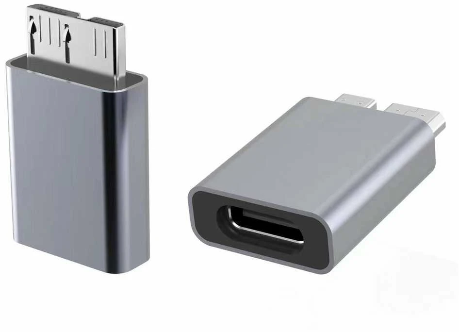 USB C į Micro B adapteris, pilkas aliuminis korpusas