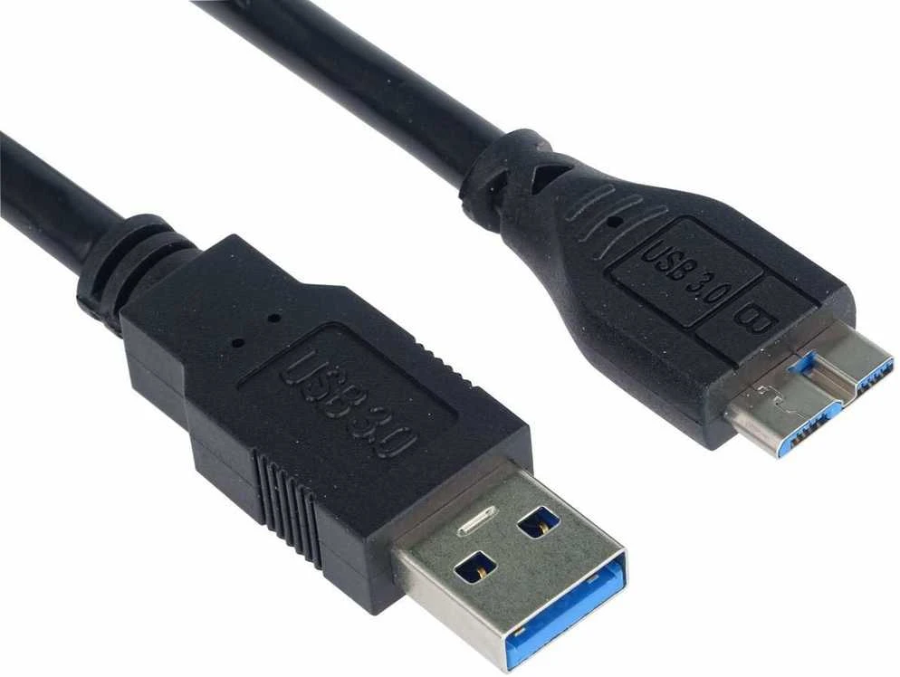 Juodas USB 3.0 laidas su USB-A ir Micro-B jungtimis
