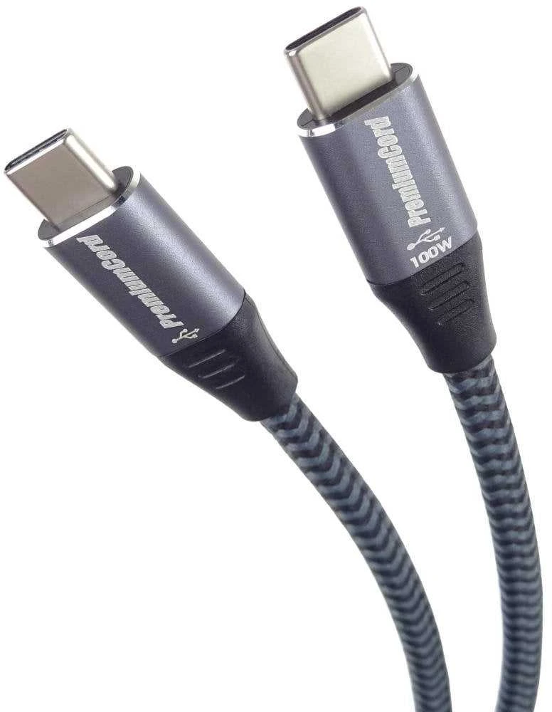 PREMIUMCORD kabelis USB-C M/M, 100W 20V/5A 480Mbps medvilnės pynė, 2m