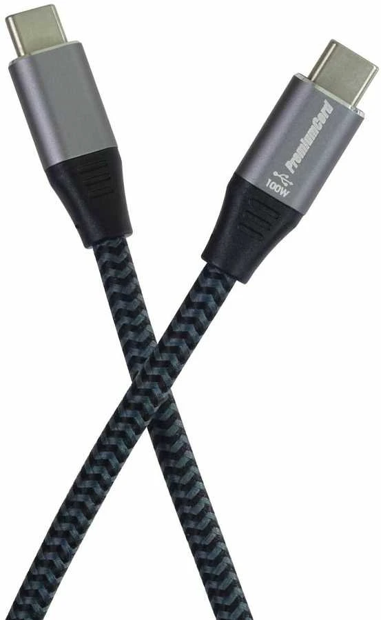 PREMIUMCORD kabelis USB-C M/M, 100W 20V/5A 480Mbps medvilnės pynė, 2m