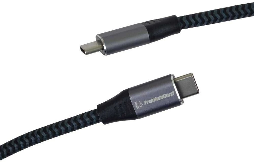 PREMIUMCORD kabelis USB-C M/M, 100W 20V/5A 480Mbps medvilnės pynė, 2m