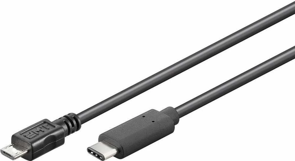 Kabelis USB PremiumCord USB-C - microUSB 0.6 m Juodas (ku31cb06bk)