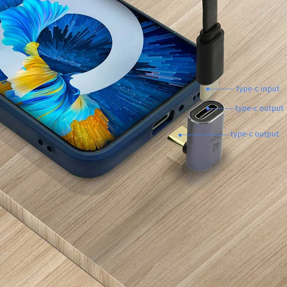 PremiumCord Adaptér USB-C na USB-C, USB 4.0, zahnutý 90°