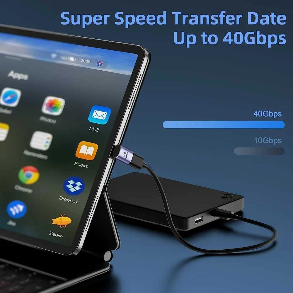 PremiumCord Adaptér USB-C na USB-C, USB 4.0, zahnutý 90°