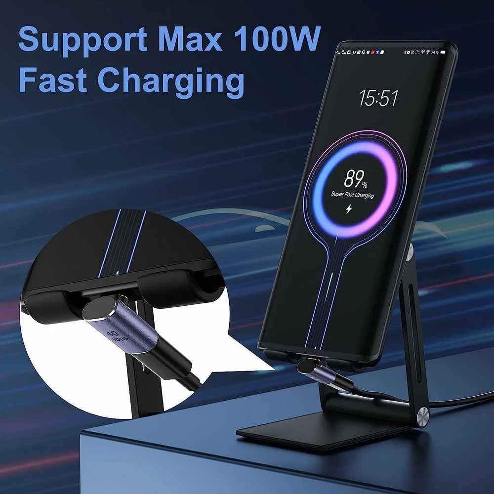 PremiumCord Adaptér USB-C na USB-C, USB 4.0, zahnutý 90°