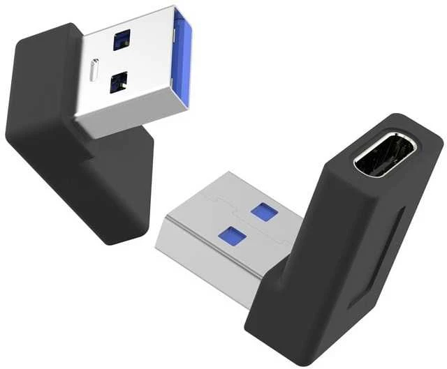 „PremiumCord“ 90° išlenktas USB-C lizdas iki A tipo USB3.0 kištukas