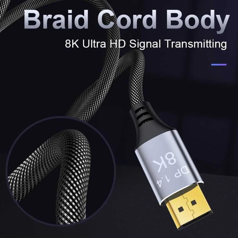 „PremiumCord DisplayPort 1.4“ jungiamasis kabelis, 32.4Gbit/s, 8K raiška, metalinės ir auksu dengtos jungtys, 1.5m