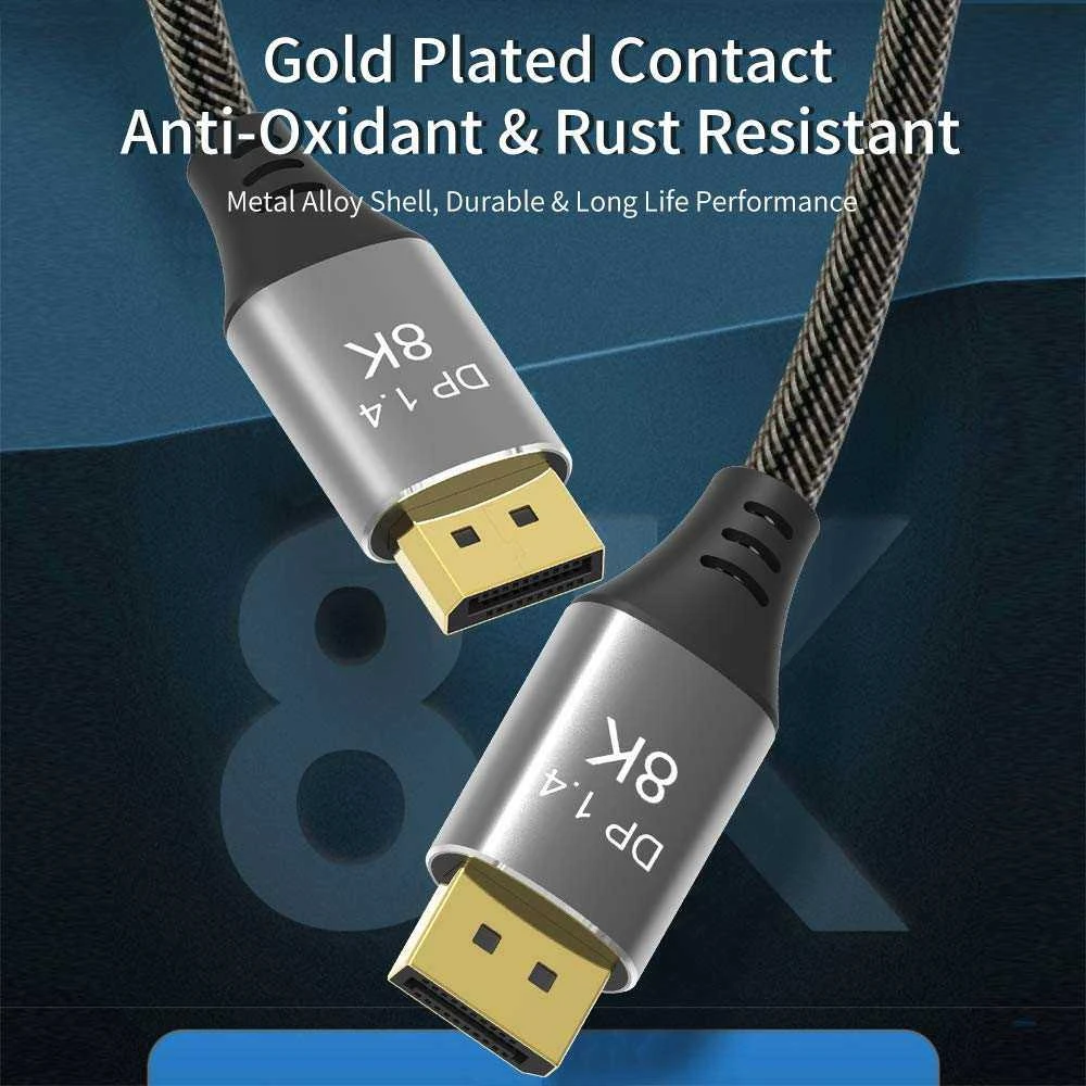 „PremiumCord DisplayPort 1.4“ jungiamasis kabelis, 32.4Gbit/s, 8K raiška, metalinės ir auksu dengtos jungtys, 1.5m