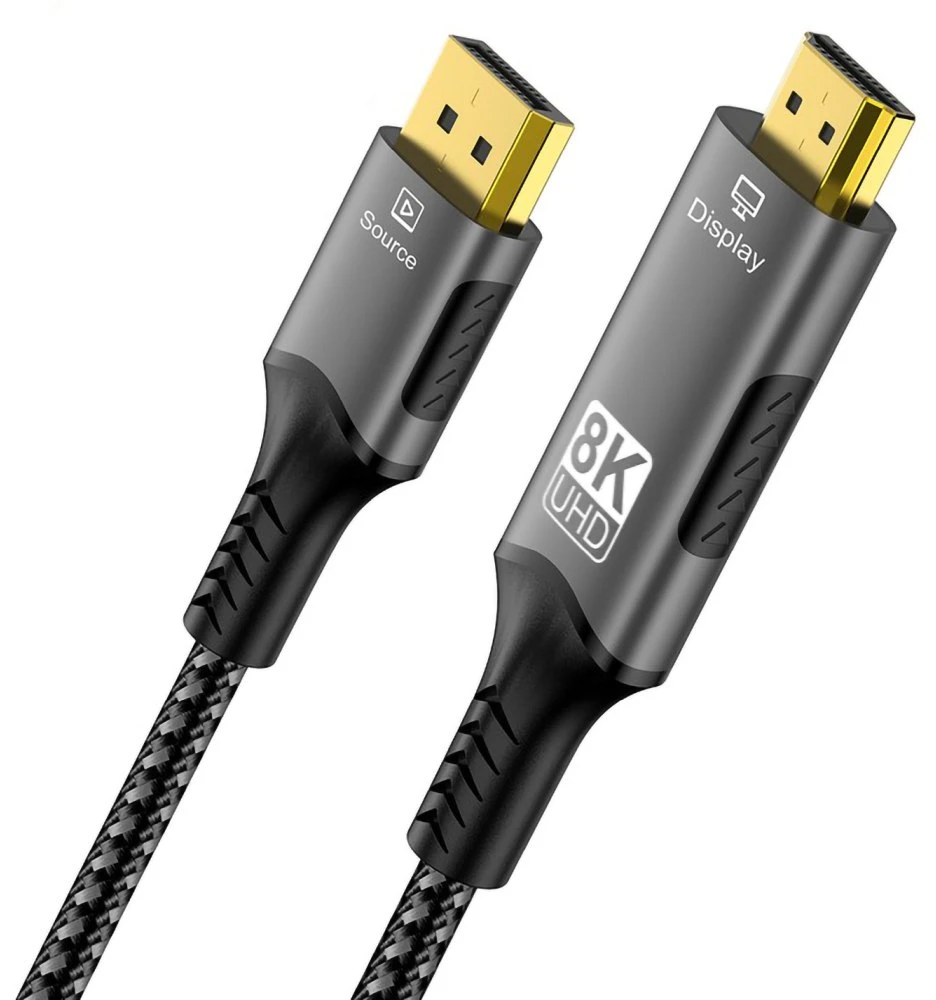 PremiumCord DisplayPort 8K laidas su Source ir Display žymėjimu