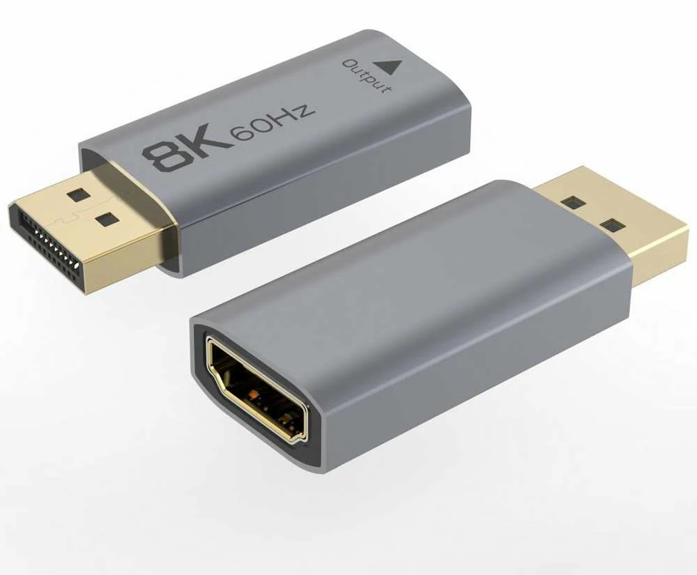 PremiumCord DisplayPort į HDMI adapteris, 8K@60Hz, 4K@144Hz vyriškas/moteris, auksiniu dengtos jungtys