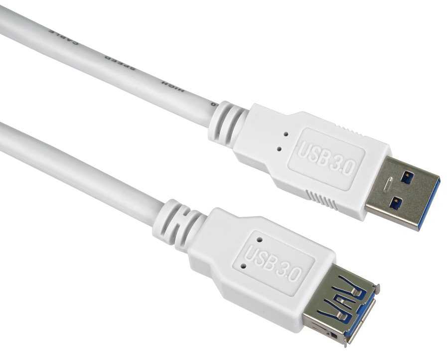 USB kabelis PremiumCord USB-A - USB-A 1 m Balta (ku3pa1w)