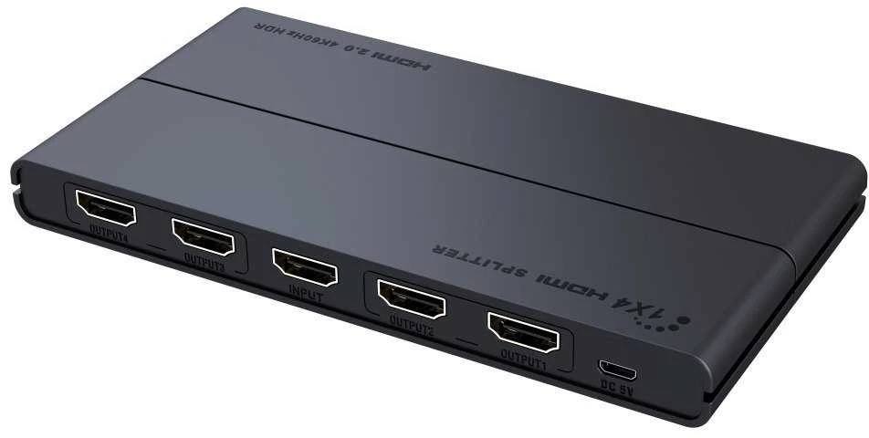 PremiumCord 1x4 HDMI skirstytuvas, prievadų vaizdas