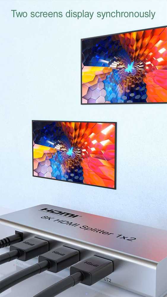 „PremiumCord“ HDMI 2.1 skirstytuvas 1-2 prievadams, 8K@60Hz, 4K@120Hz, 1080p, HDR