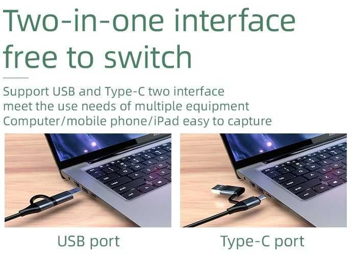 PREMIUMCORD HDMI fiksavimo/įrašymo įrenginys vaizdo / garso signalui įrašyti į kompiuterį su USB 3.0 ir USB-C jungtimi