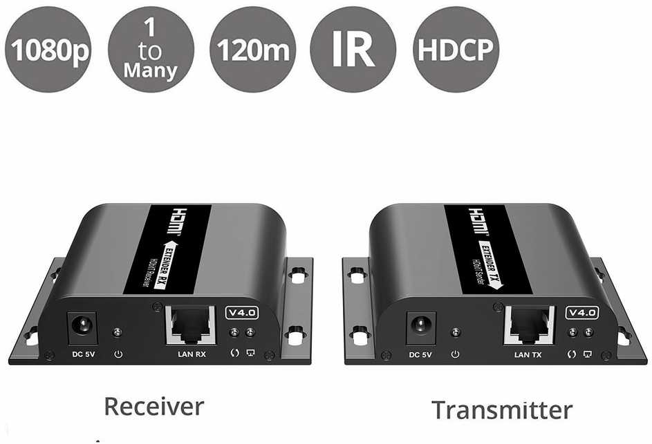 „PremiumCord“ HDMI RJ-45 AV signalo perdavimo sistema, Juodas (khext120-1)