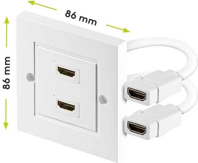 Goobay „PremiumCord Panel“ 2x HDMI lizdas, baltas (kphdmz02)