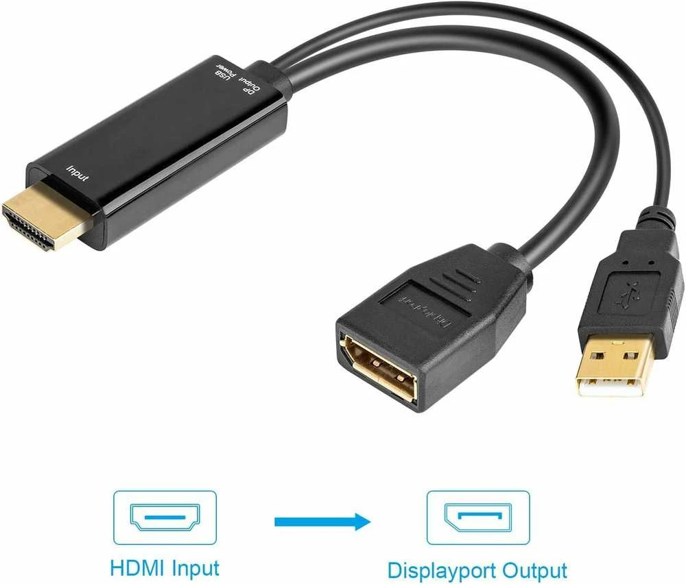 AV PremiumCord HDMI adapteris - DisplayPort + USB-A juodas