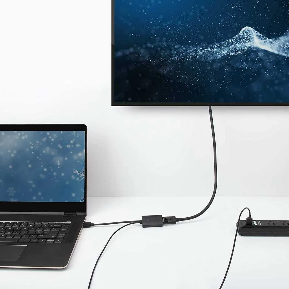 AV PremiumCord HDMI adapteris - DisplayPort + USB-A juodas
