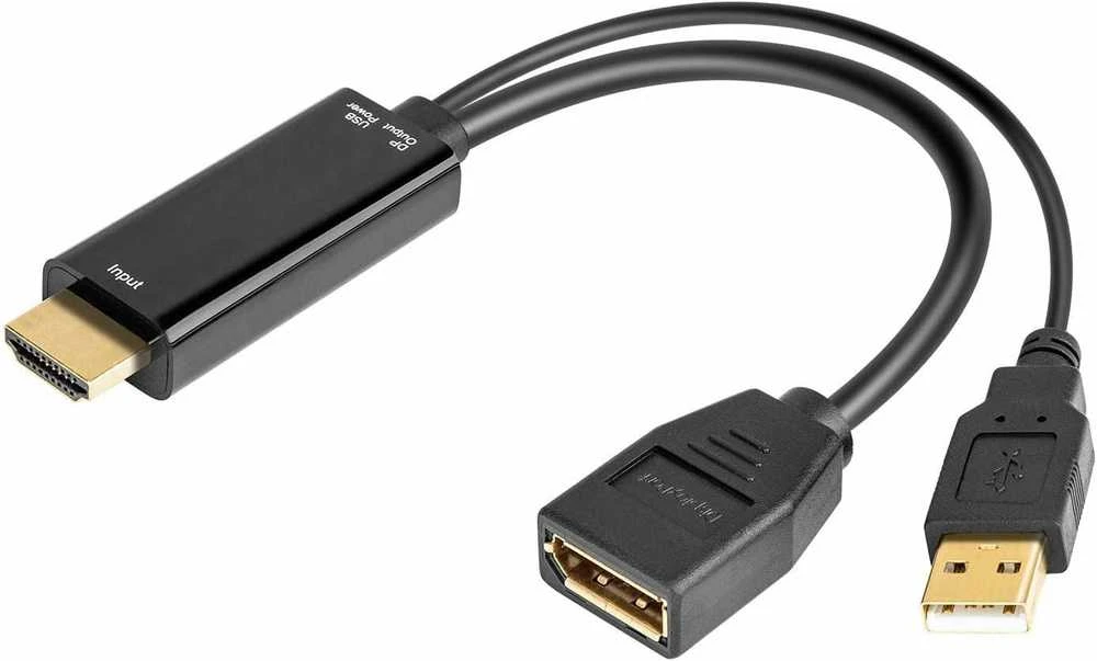 AV PremiumCord HDMI adapteris - DisplayPort + USB-A juodas