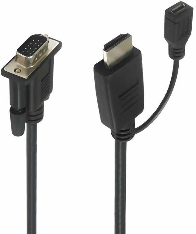 HDMI į VGA laidas su micro USB jungtimi