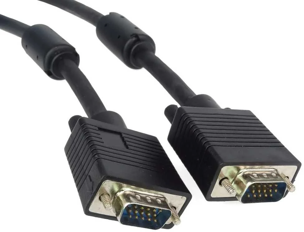 GEMBIRD CC-PPVGA-5M-B Gembird VGA HD15m/HD15m dvigubai ekranuotas su 2 ferito šerdimis 5m kabelis juodas
